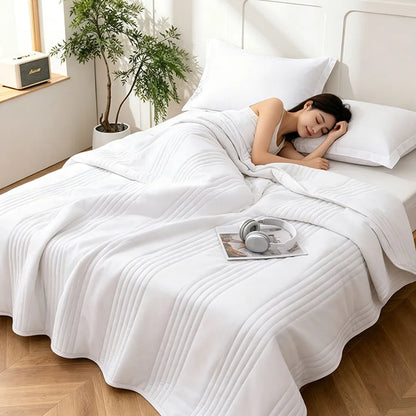 Lightweight Quilted Summer Blanket for Bed Double Sided Soft Breathable