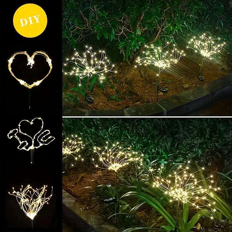 Solar Firework Outdoor Waterproof Solar 8 Lighting Modes Fairy String Light