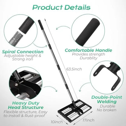 Lawn Leveling Rake with Aluminum Rollers Heavy-Duty Stainless Steel Lawn Leveler with 61 inch Adjustable