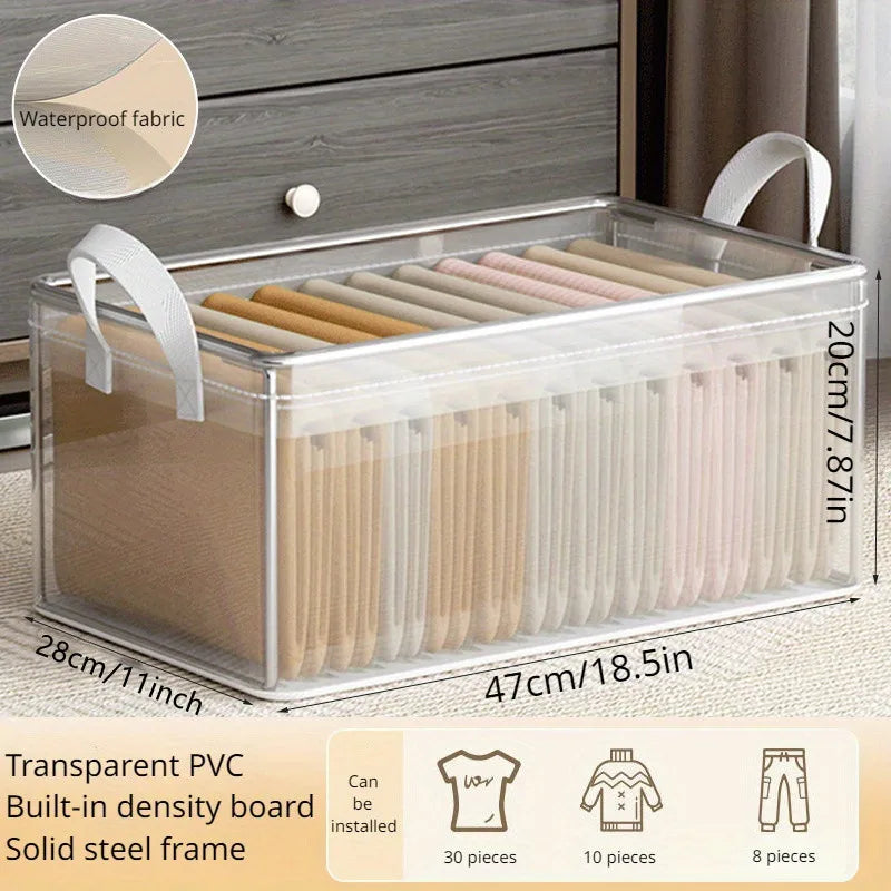 1 Pc Transparent PVC Solid Steel Frame Storage Basket for Home and Dormitory Use
