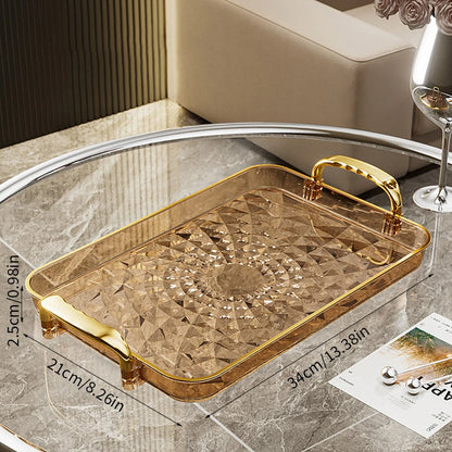 WORTHBUY Light Luxury Clear Serving Tray Plastic Fruit Dessert Tray