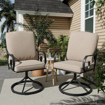 Metal Swivel Patio Chairs Set 2 Thickened Cushion Rocker Outdoor