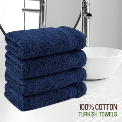 Set of 4 Navy Blue Cotton soft Hand Bathroom Towel