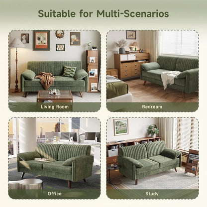 Modern Loveseat Sofa 64.5" for Small Space Living Room, Chenille Fabric 2-Seater Couch