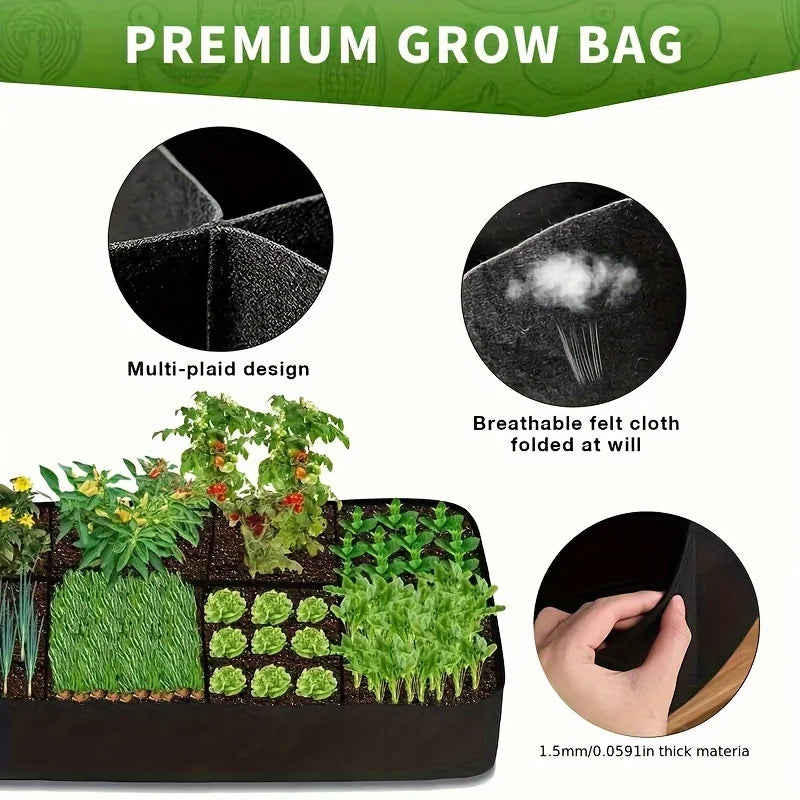 Garden Bed, 128 Gallon 8 Grids Plant Grow Breathable Planter Raised Beds