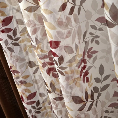 Curtain and Sheers Set 4 Panels Brown 27.5" W x 84 L