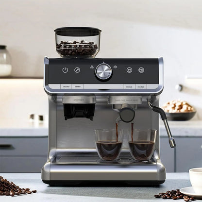 Semi-Automatic Espresso Maker with Grinder for Latte Cappuccino