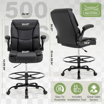 500LBS Drafting Chair, High Back Safer Standing Desk Chair,