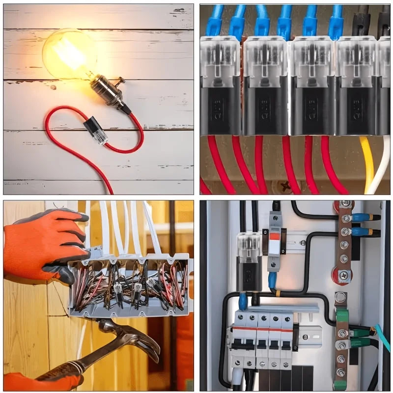 200pcs 2-Pin 2-Way Plug-in LED Wire Connectors Quick-Connect Low-Voltage Wire