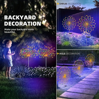 Solar Firework Light Outdoor Decor Waterproof 8 Lighting Modes Fairy Yard Lawn Patio Landscape
