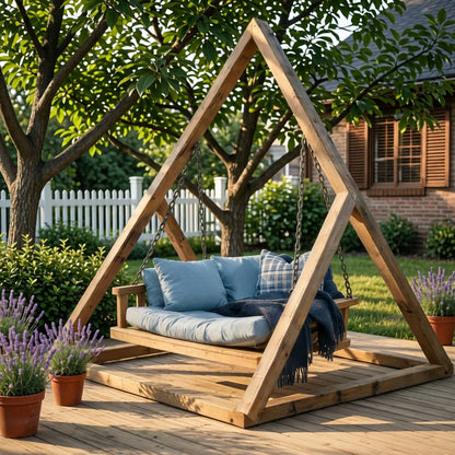 Solid wood outdoor swing chair courtyard balcony hanging basket