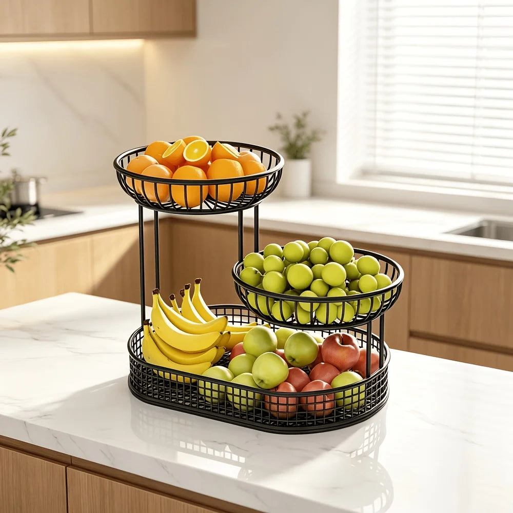3-Tier Fruit Basket Stand – Durable Metal Cake Display Rack, Party