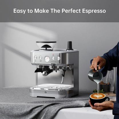 Espresso Machine with Milk Frother and Grinder, 15 Bar Automatic Espresso, 2.5L Water Tank