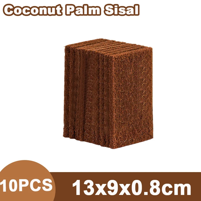 10PCS Natural Sisal Microfiber Sponge Kitchen Dishes Cleaning Cloth Eco Friendly Scouring Pad