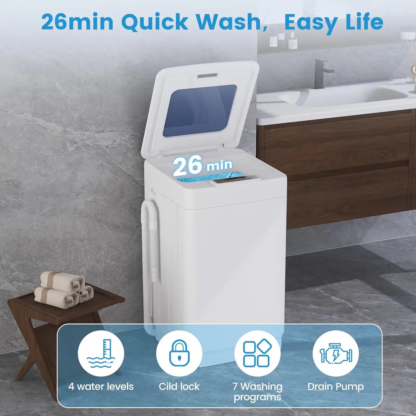 Portable Washing Machine and Dryer Set, 18lbs Fully Automatic Washer and 10lbs Portable Dryer with Stainless Steel, Customized