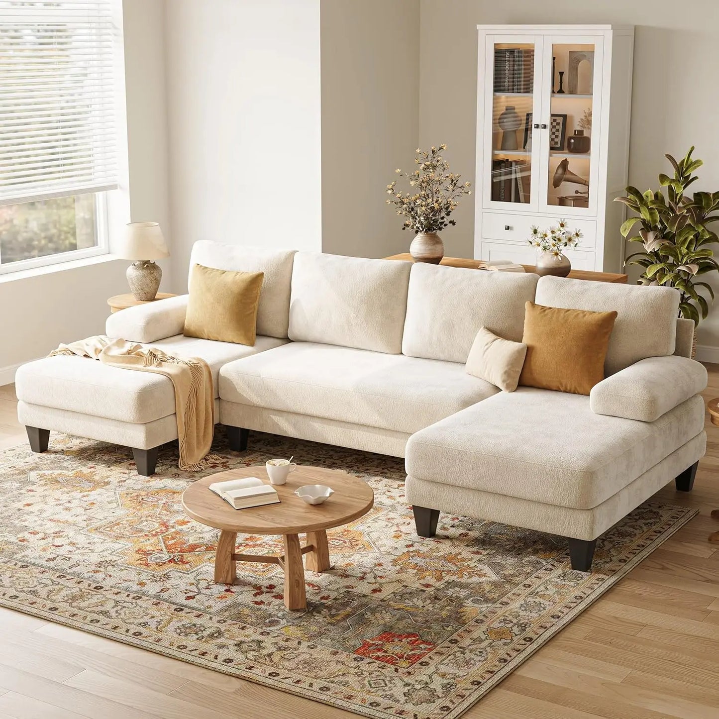 U-Shaped Sectional Sofa with Double Chaise Dark Grey Sectionals