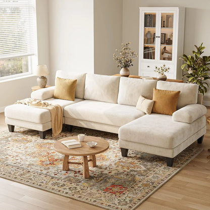 U-Shaped Sectional Sofa with Double Chaise Dark Grey Sectionals