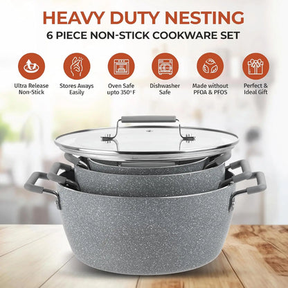 Gray Nonstick Pots and Pans Dishwasher Safe and Toxin Free