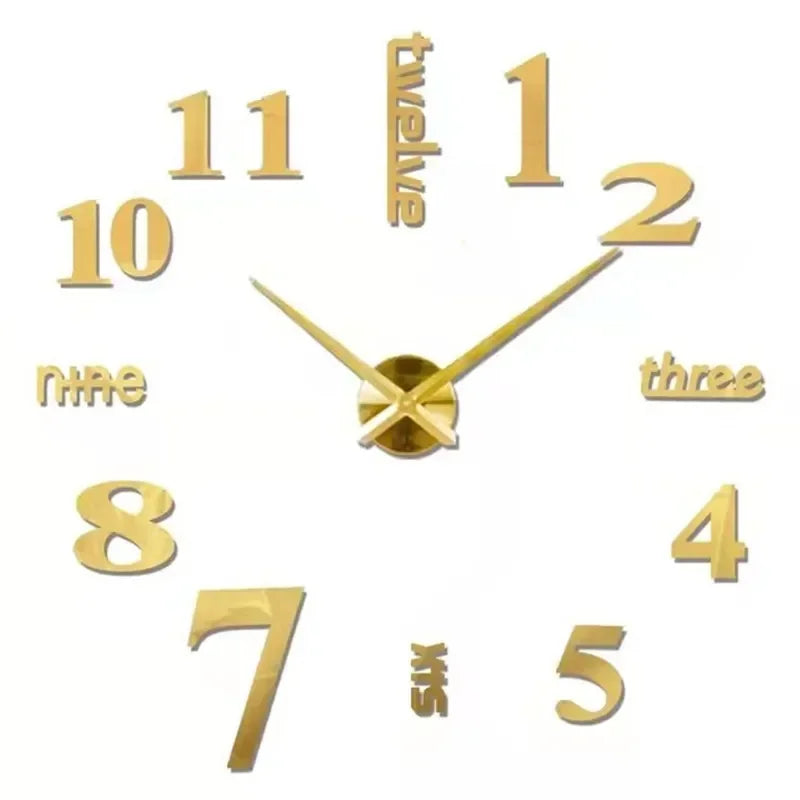 Large 3D Wall Clock Luminous Classic Wall DIY Digital Wall Stickers