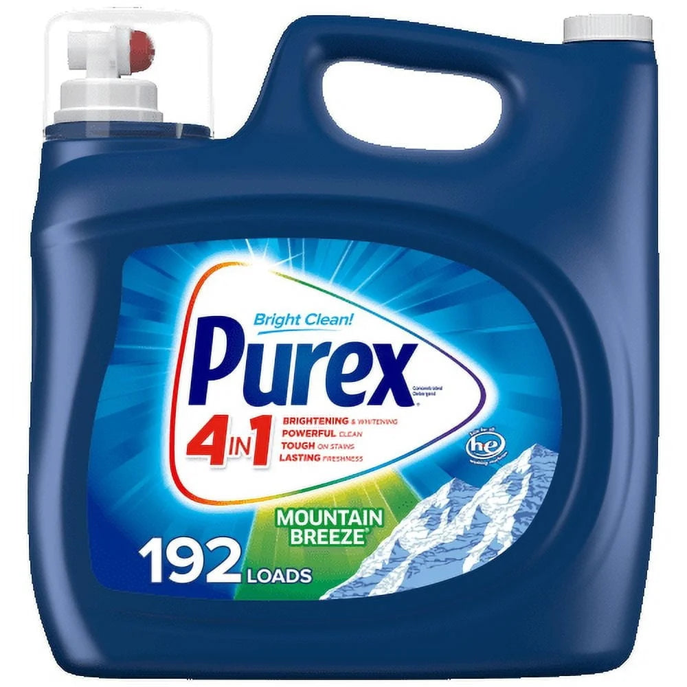 Liquid Laundry Detergent Mountain Breeze 250oz 192 Loads Stain Fighting Bright Clean