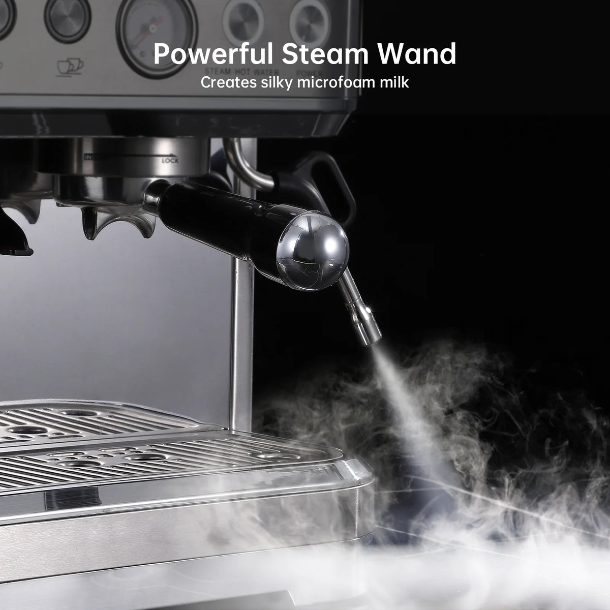 Espresso Machine with Milk Frother and Grinder, 15 Bar Automatic Espresso, 2.5L Water Tank
