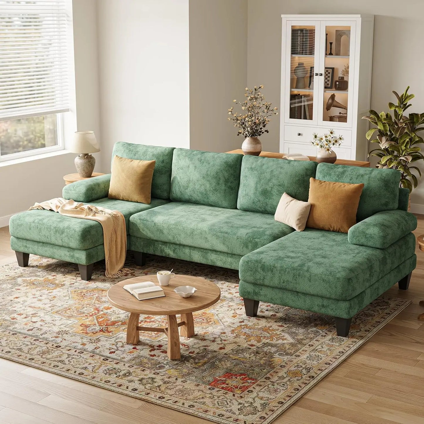 U-Shaped Sectional Sofa with Double Chaise Dark Grey Sectionals