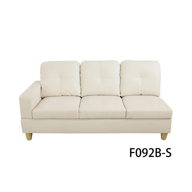 White Faux Leather 3-Piece Couch Living Room Sofa Set