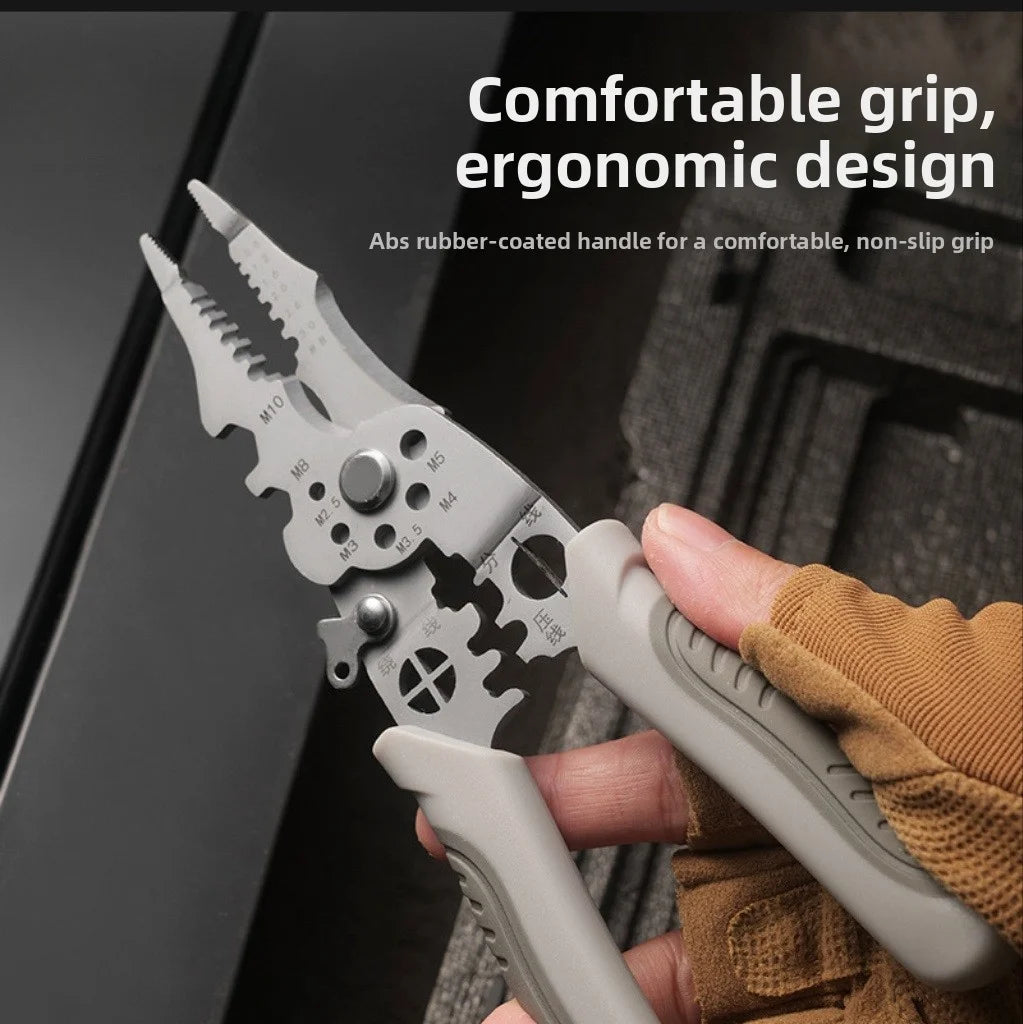 8.5 Inch Multi-Functional Industrial Wire Stripper Cutter Crimper Heavy Duty Stainless Steel Electrical