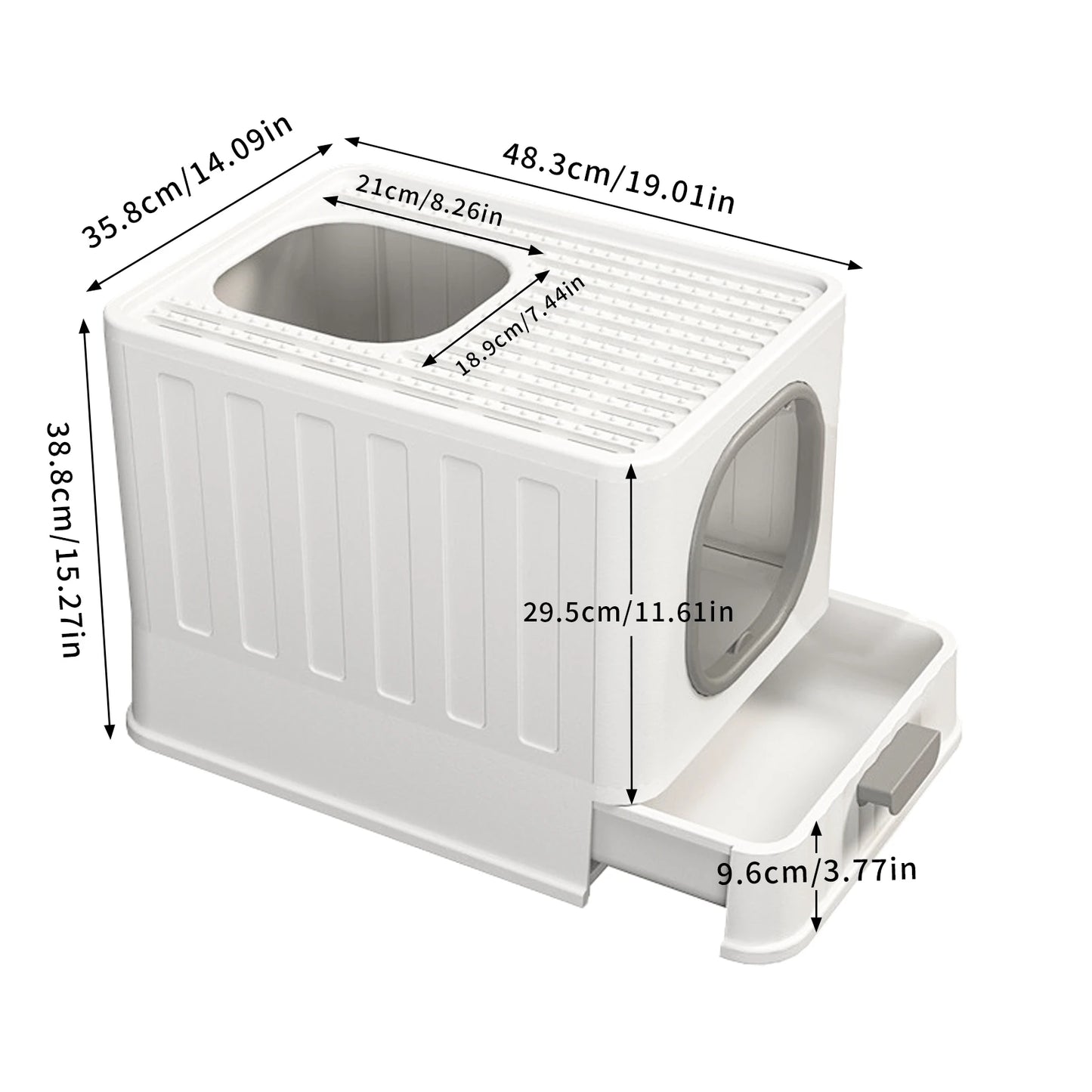 Large Cat Litter Box Pet Toilet Skylight Enclosed Drawer Scoop Covered Tray