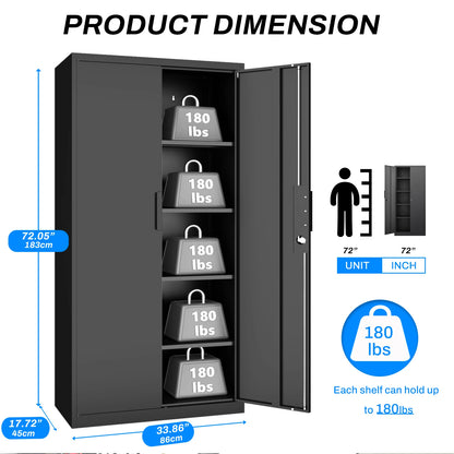Metal Cabinet for Garage Storage Organization Industrial Utility Cabinet with Adjustable Shelves