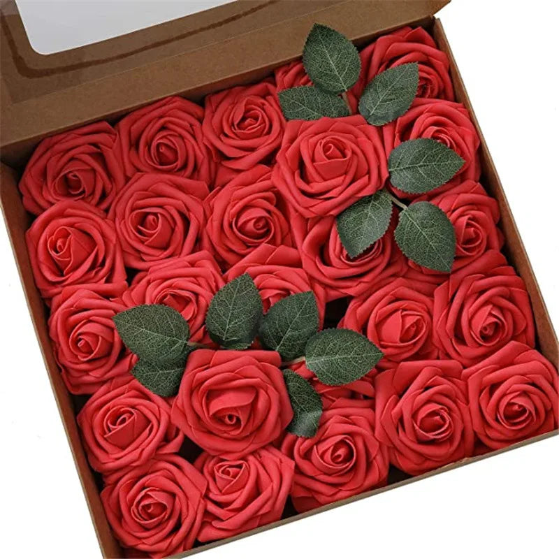 10~100pcs Rose Artificial Flowers Foam Fake Roses Wedding Bouquets Centerpieces