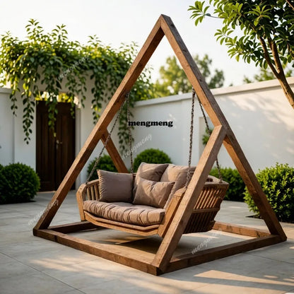 Solid wood outdoor swing chair courtyard balcony hanging basket