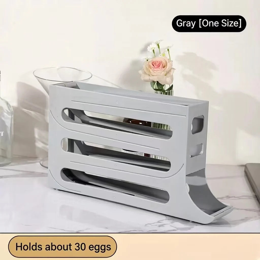 Automatic Rolling Egg Storage Box Refrigerator Door Egg Dispenser Slide Organizer