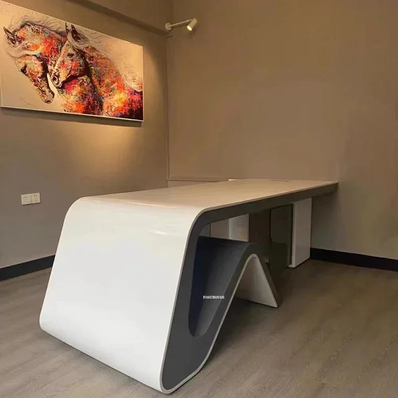 Designer Painted White Office Desks Computer Table Modern Fashion Boss Desks