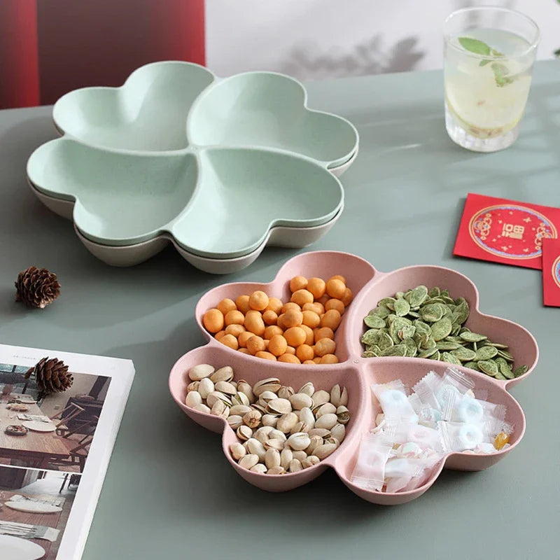 4-grid Fruit Plate Tray Heart Shaped Creative Plates