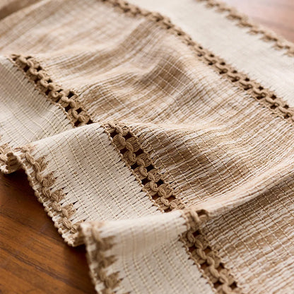 khaki Macrame- Farmhouse Table Runner Design Durable Fabric