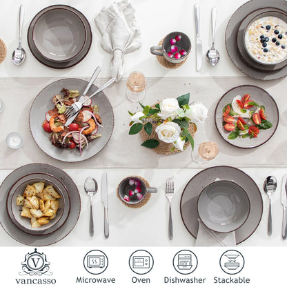 Navia Grey Ceramic Stoneware Dinnerware Set