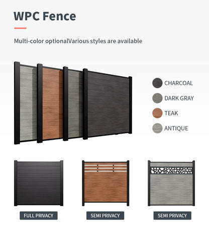 Any Size Custom 6x6ft Wind Resistant WPC Fence Aluminum Post Waterproof Wear Resistant Easy Install