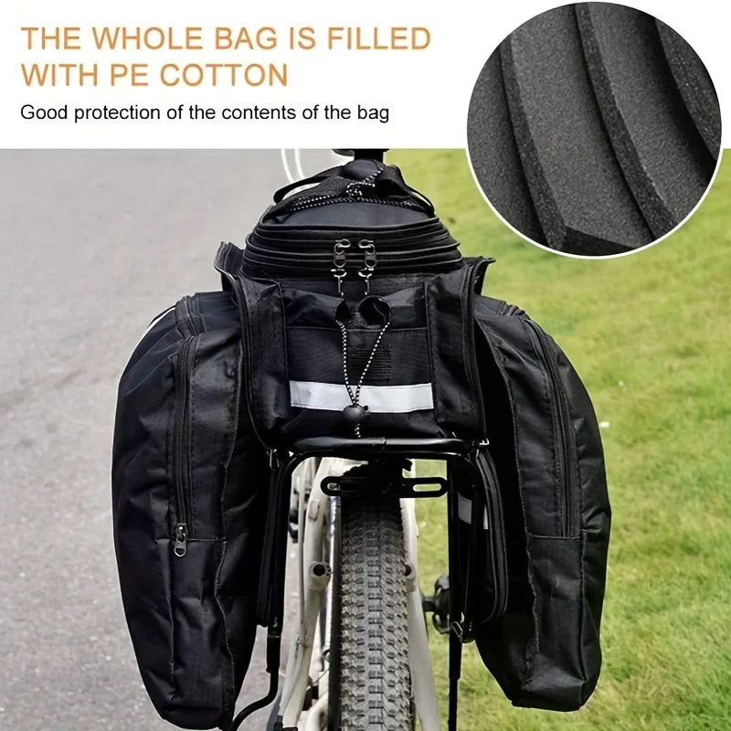 Bicycle Bag Mountain Bike Bicycle Rack Bag Trunk Riding Multi-Functional Large-Capacity Travel Bag Handbag Expandable Trunk