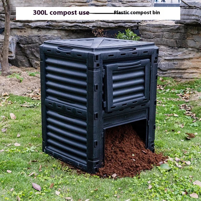 Courtyard Composting 300L Bin Garden Large Capacity Fermentation Tank Box Outdoor Tipping Bucket Barrel