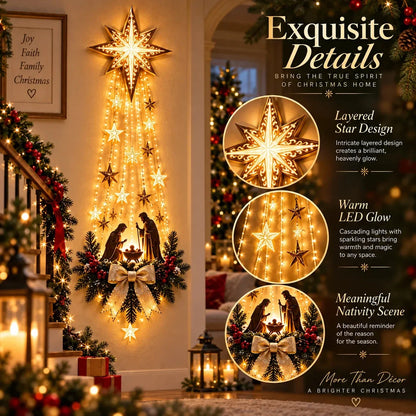 Christmas Lighted Nativity Wall Ornament LED Glowing Hanging Decoration