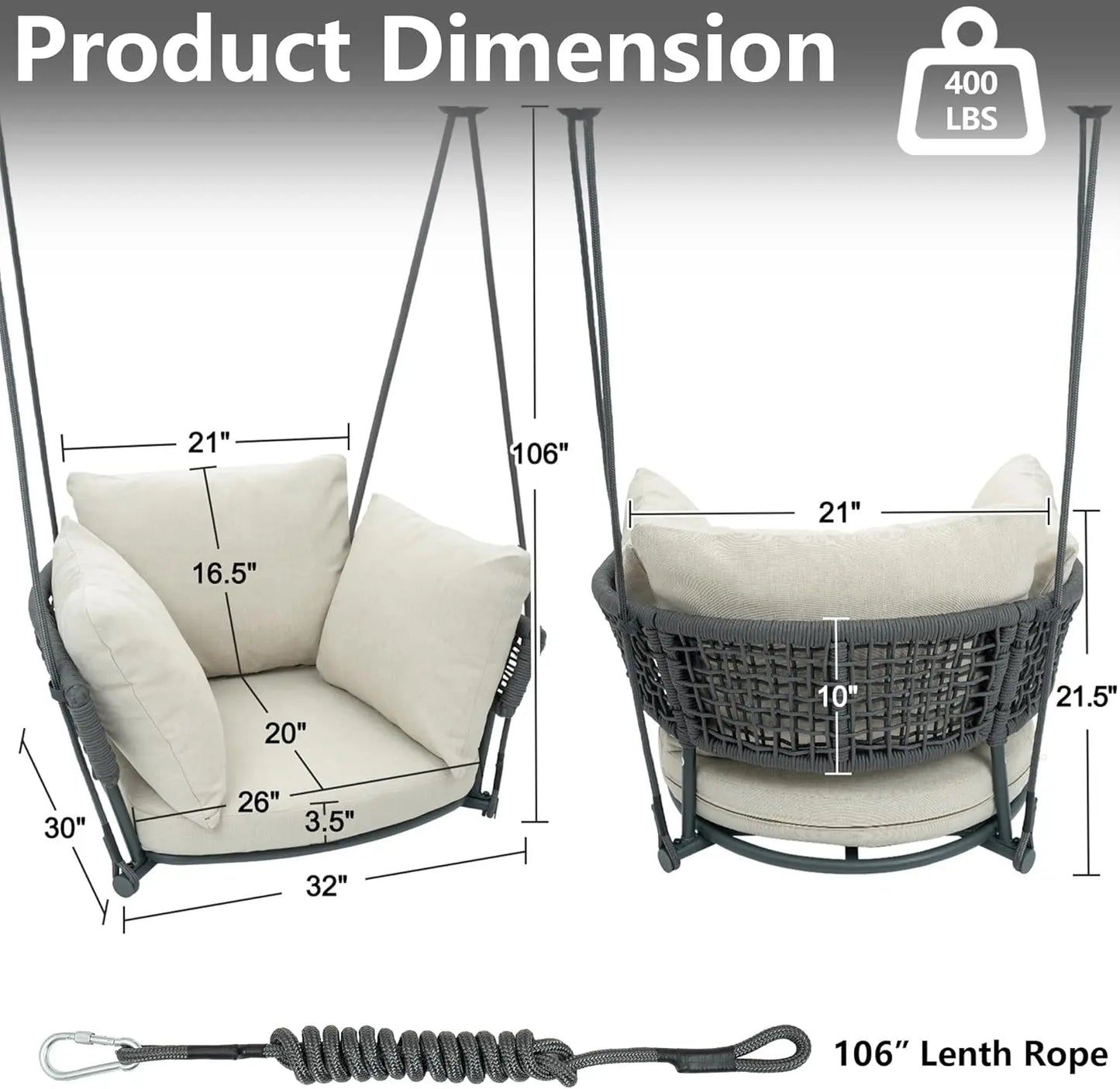 Single Hanging Porch Swing, Ceiling Hanging Chair