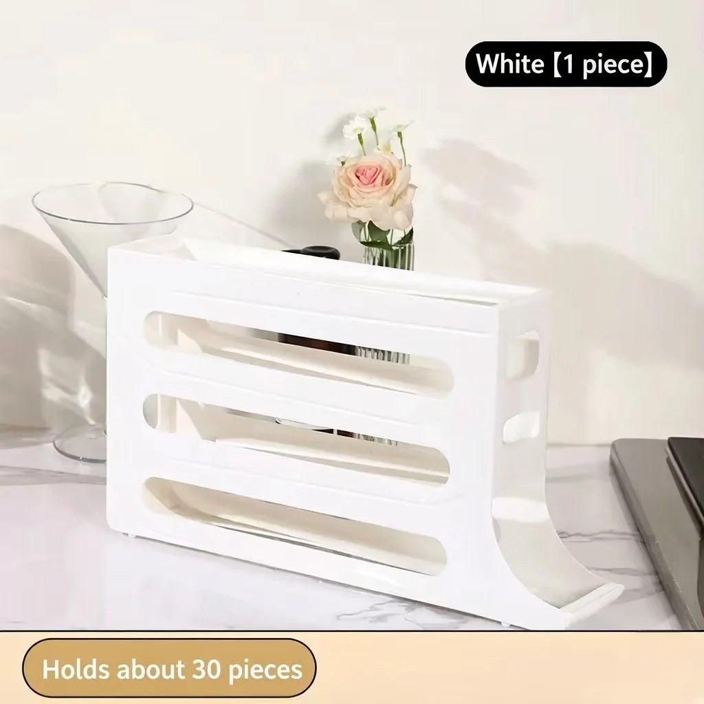 Automatic Rolling Egg Storage Box Refrigerator Door Egg Dispenser Slide Organizer