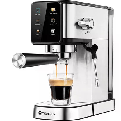 Espresso Machine with Dual Boiler, LCD Touch Control & Milk Frothier Compact Home Coffee Maker for Café Style Cappuccino & Latte,