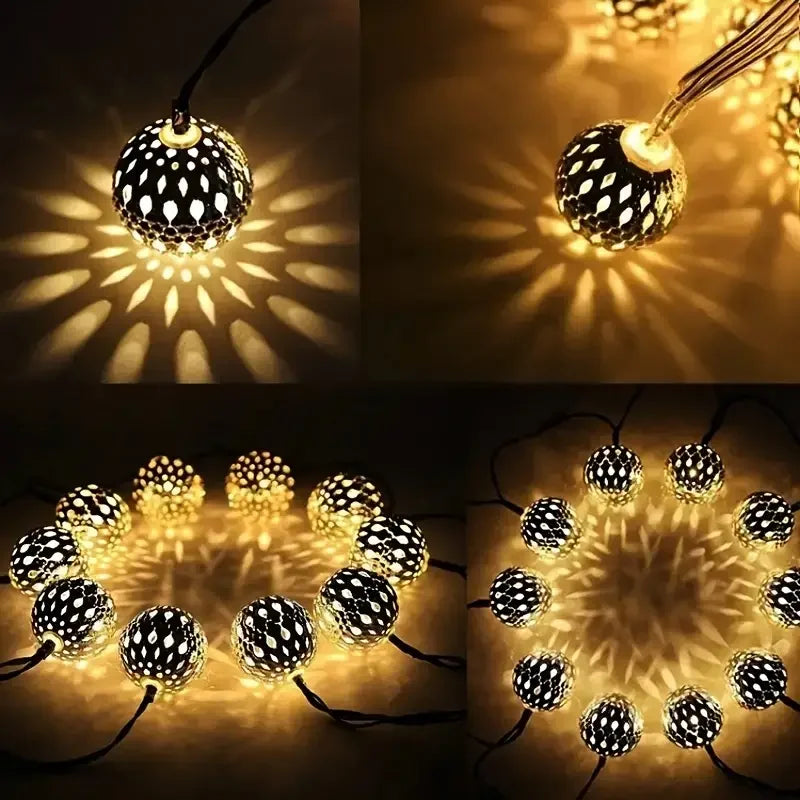 Outdoor Solar Moroccan Ball String Light-50/30/20 LED Fairy Light, 8 Modes,
