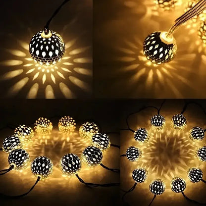 Outdoor Solar Moroccan Ball String Light-50/30/20 LED Fairy Light, 8 Modes,
