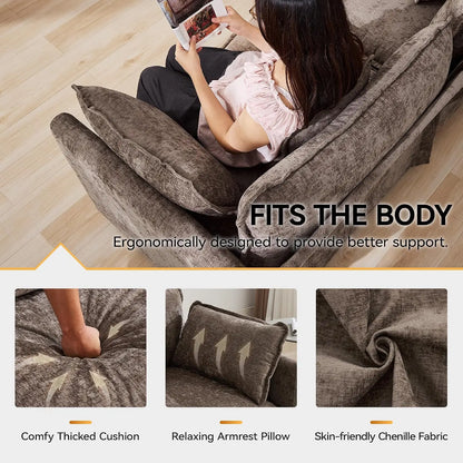 V Shaped Cloud Sectional Sofa, Oversized Deep Seat Couches for Living Room, Comfy Upholstered