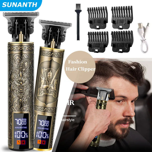 Hair Clippers for Men Professional Zero Gapped T-Blade Trimmer Cordless Rechargeable Edgers Clippers Electric Beard