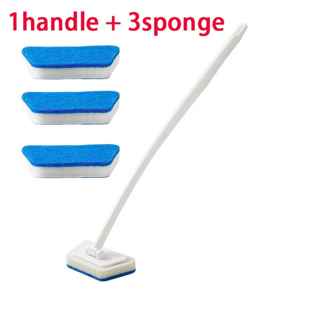 Bathroom Sponge Cleaning Brush Multi-Functional Tool Long Handle Removable Brush