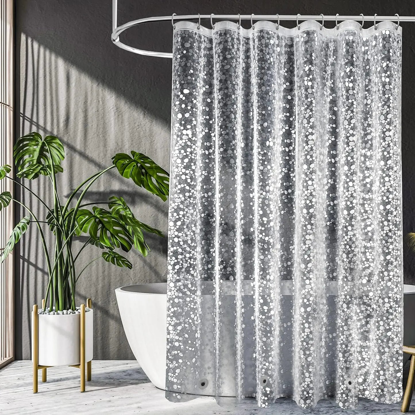3D Water Cube Shower Curtain, Clear with Bottom Magnets, Heavy Duty Bathroom Curtain for Bathtubs